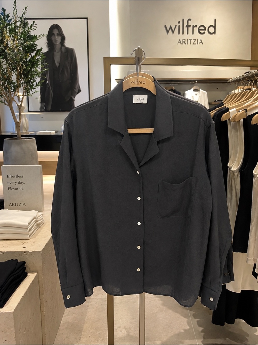 Wilfred Slate Black Relaxed Button-Down Shirt
